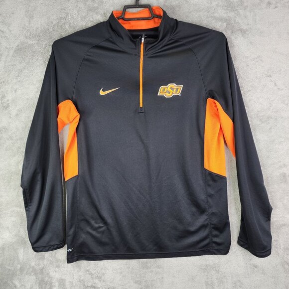 Mens Nike OSU Dri-Fit Elite Shirt 1/4 Zip Pullover Black & Orange Size L - Picture 2 of 15